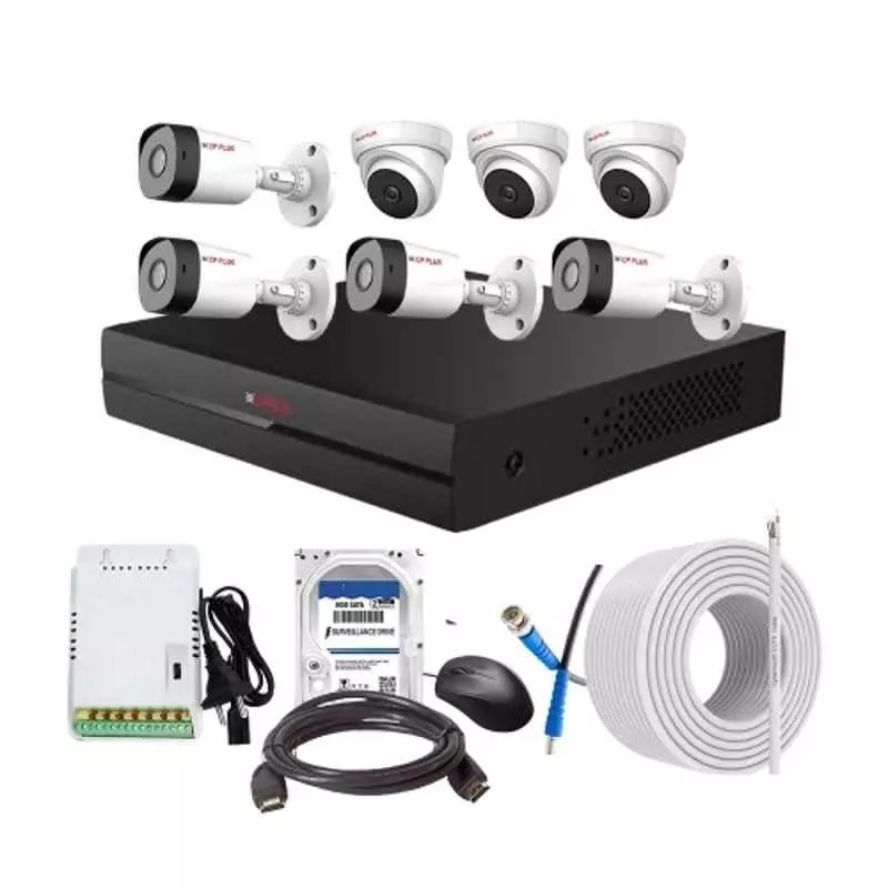 CP PLUS CCTV Combo Kit 2.4 MP Full HD Audio Indoor & Outdoor with 8 Channel DVR 3 Dome, 4 Bullet Camera, 8 Channel SMPS, 70 m Cable 2 TB HDD & Connectors