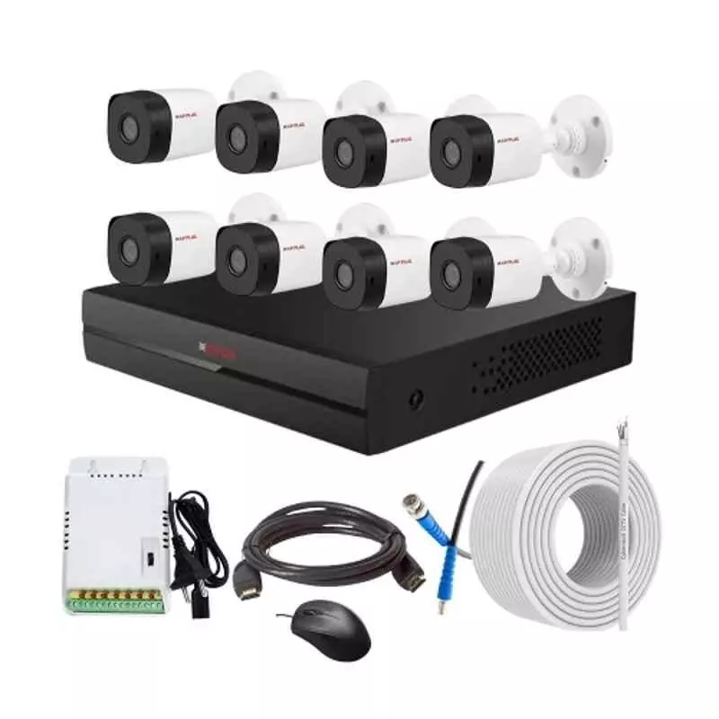 CP PLUS CCTV Combo Kit 2.4 MP Indoor & Outdoor with 8 Channel DVR, 8 Bullet Camera, 8 Channel SMPS, 70 m Copper Cable & Connectors