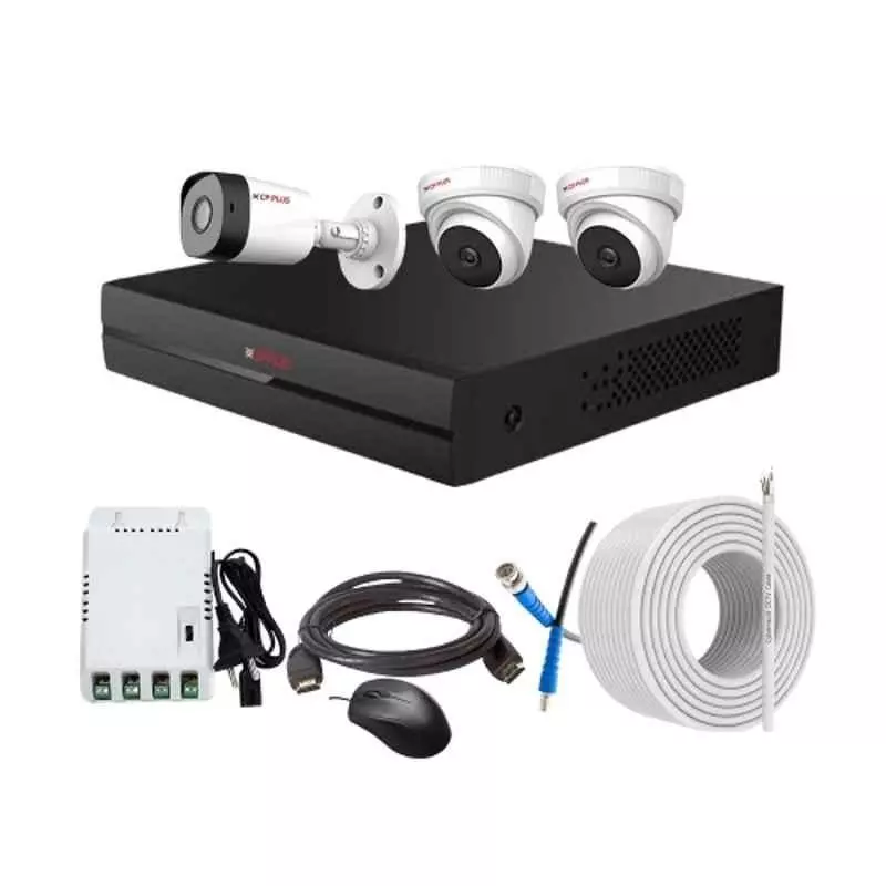 CP PLUS CCTV Combo Kit 2.4 MP Full HD Audio Indoor & Outdoor with 4 Channel DVR 1 Bullet, 2 Dome Camera, 4 Channel SMPS, 70 m Copper Cable & Connectors