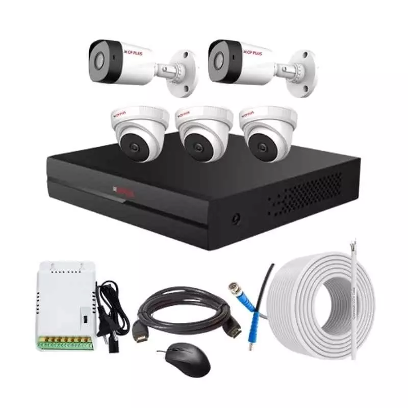 CP PLUS CCTV Combo Kit 2.4 MP Full HD Audio Indoor & Outdoor with 8 Channel DVR 3 Dome, 2 Bullet Camera, 8 Channel SMPS, 70 m Copper Cable & Connectors