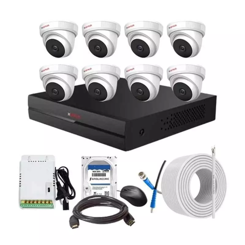 CP PLUS CCTV Combo Kit 2.4 MP Indoor & Outdoor with 8 Channel DVR, 8 Dome Camera, 8 Channel SMPS, 70 m Copper Cable, 1TB HDD & Connectors