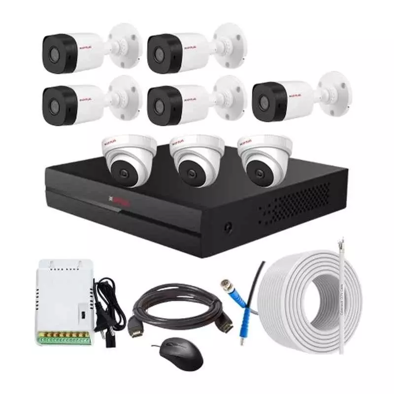CP PLUS CCTV Combo Kit 2.4 MP Indoor & Outdoor with 8 Channel DVR, 3 Dome 5 Bullet Camera, 8 Channel SMPS, 70 m Copper Cable & Connectors