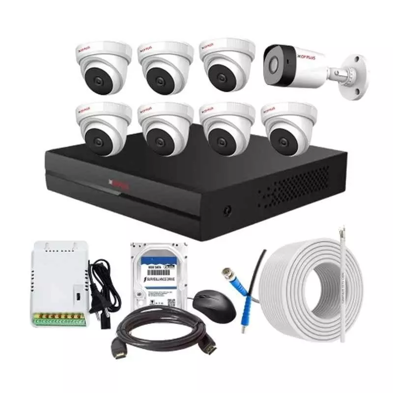 CP PLUS CCTV Combo Kit 2.4 MP Full HD Audio Indoor & Outdoor with 8 Channel DVR 1 Bullet, 7 Dome Camera, 8 Channel SMPS, 70 m Cable 1 TB HDD & Connectors