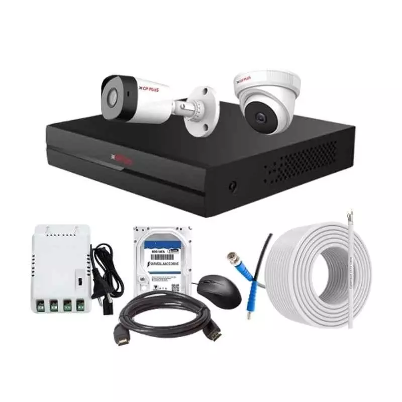 CP PLUS CCTV Combo Kit 2.4 MP Full HD Audio Indoor & Outdoor with 4 Channel DVR 1 Dome, 1 Bullet Camera, 4 Channel SMPS, 70 m Cable 1 TB HDD & Connectors