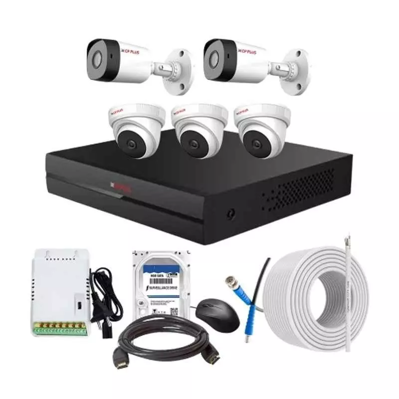 CP PLUS CCTV Combo Kit 2.4 MP Full HD Audio Indoor & Outdoor with 8 Channel DVR 3 Dome, 2 Bullet Camera, 8 Channel SMPS, 70 m Cable 2 TB HDD & Connectors