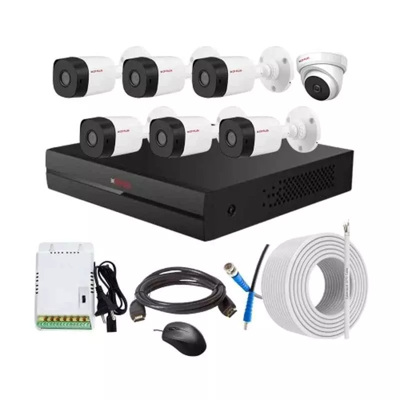 CP PLUS CCTV Combo Kit 2.4 MP Indoor & Outdoor with 8 Channel DVR, 6 Bullet 1 Dome Camera, 8 Channel SMPS, 70 m Copper Cable & Connectors