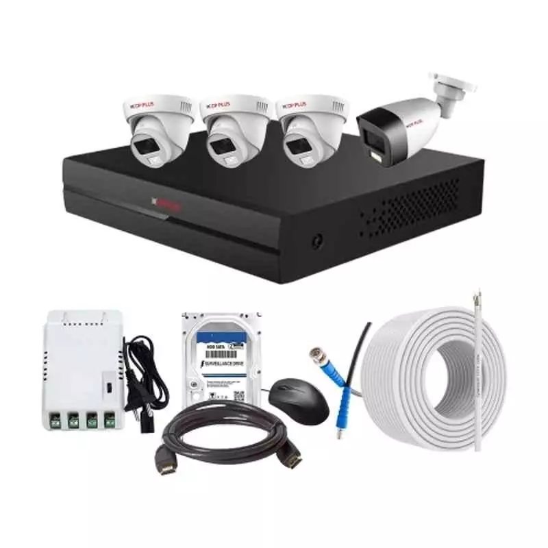 CP PLUS CCTV Combo Kit 2.4 MP Full Colour HD Audio Indoor & Outdoor with 4 Channel DVR, 1 Bullet 3 Dome Camera, 4 Channel SMPS, 70 m Cable, 1 TB HDD & Connectors