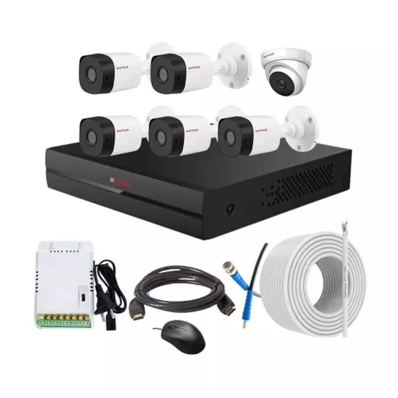 CP PLUS CCTV Combo Kit 2.4 MP Indoor & Outdoor with 8 Channel DVR, 5 Bullet 1 Dome Camera, 8 Channel SMPS, 70 m Copper Cable & Connectors