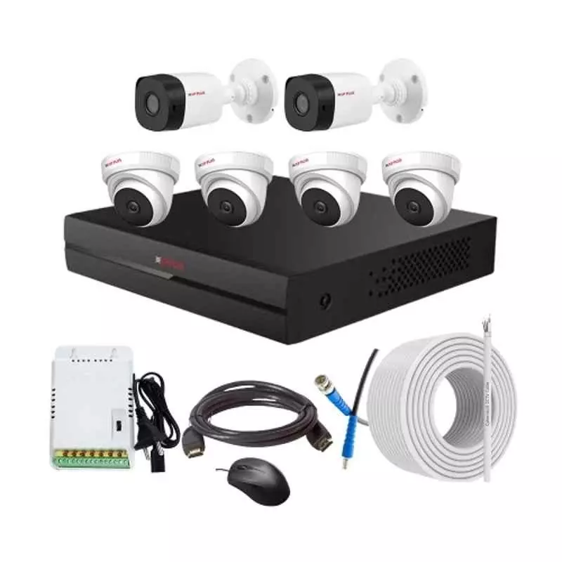 CP PLUS CCTV Combo Kit 2.4 MP Indoor & Outdoor with 8 Channel DVR, 4 Dome 2 Bullet Camera, 8 Channel SMPS, 70 m Copper Cable & Connectors
