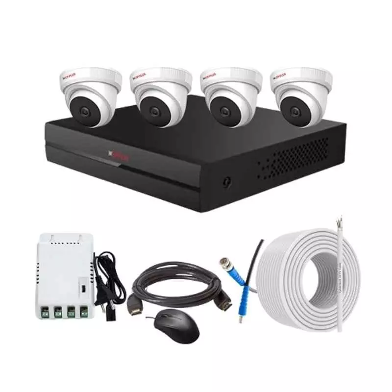 CP PLUS CCTV Combo Kit 2.4 MP Full HD Audio Indoor & Outdoor with 4 Channel DVR 4 Dome Camera, 4 Channel SMPS, 70 m Copper Cable & Connectors