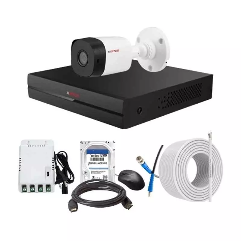 CP PLUS CCTV Combo Kit 2.4 MP Indoor & Outdoor with 4 Channel DVR, 1 Bullet Camera, 4 Channel SMPS, 70 m Copper Cable, 2TB HDD & Connectors