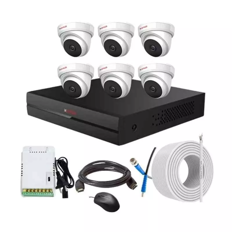 CP PLUS CCTV Combo Kit 2.4 MP Indoor & Outdoor with 8 Channel DVR, 6 Dome Camera, 8 Channel SMPS, 70 m Copper Cable & Connectors