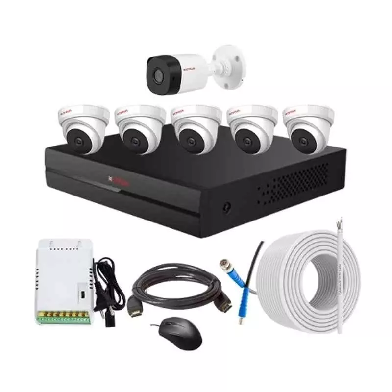 CP PLUS CCTV Combo Kit 2.4 MP Indoor & Outdoor with 8 Channel DVR, 1 Bullet 5 Dome Camera, 8 Channel SMPS, 70 m Copper Cable & Connectors