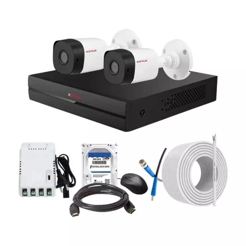 CP PLUS CCTV Combo Kit 2.4 MP Indoor & Outdoor with 4 Channel DVR, 2 Bullet Camera, 4 Channel SMPS, 70 m Copper Cable, 2TB HDD & Connectors