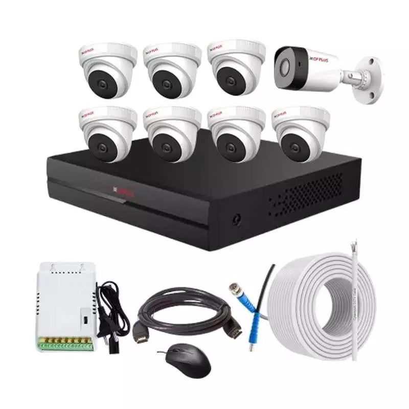 CP PLUS CCTV Combo Kit 2.4 MP Full HD Audio Indoor & Outdoor with 8 Channel DVR 1 Bullet, 7 Dome Camera, 8 Channel SMPS, 70 m Copper Cable & Connectors