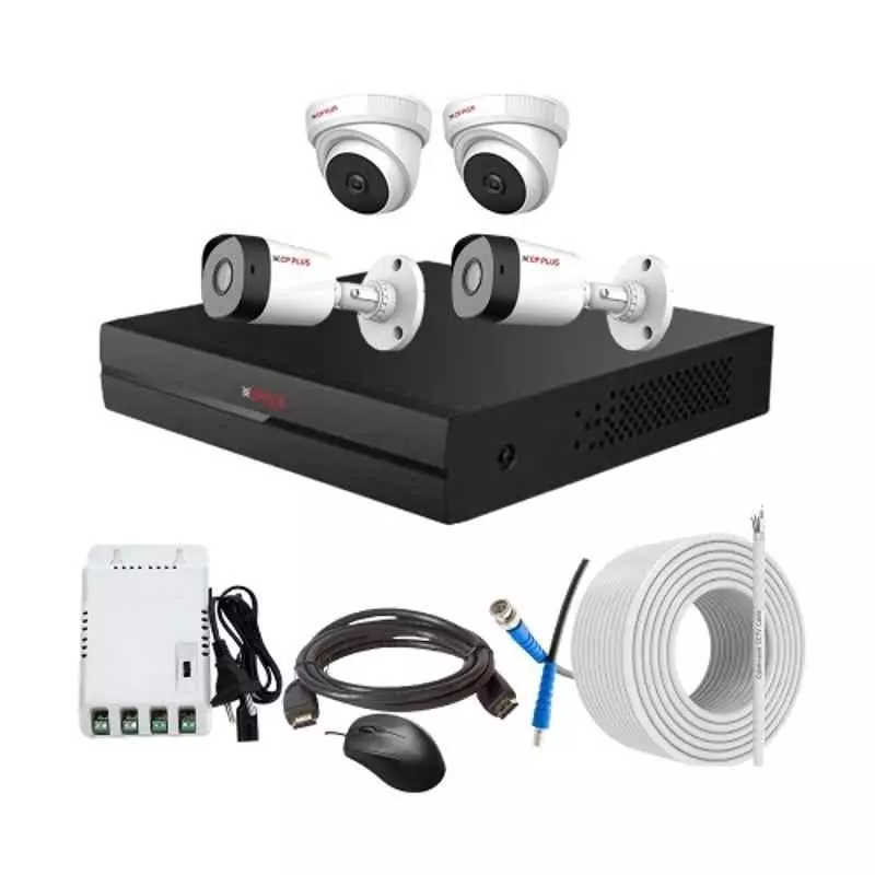 CP PLUS CCTV Combo Kit 2.4 MP Full HD Audio Indoor & Outdoor with 4 Channel DVR 2 Dome, 2 Bullet Camera, 4 Channel SMPS, 70 m Copper Cable & Connectors