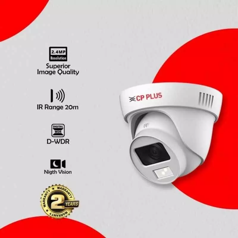 CP PLUS CCTV Combo Kit 2.4 MP Full Colour HD Audio Indoor & Outdoor with 4 Channel DVR, 3 Dome Camera, 4 Channel SMPS, 70 m Copper Cable, 2 TB HDD & Connectors