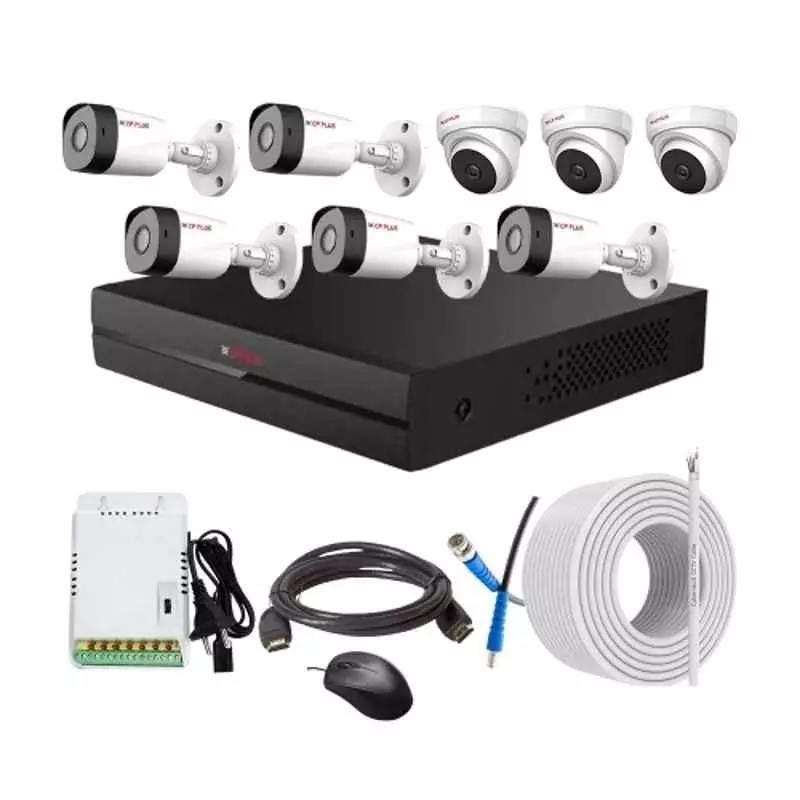 CP PLUS CCTV Combo Kit 2.4 MP Full HD Audio Indoor & Outdoor with 8 Channel DVR 3 Dome, 5 Bullet Camera, 8 Channel SMPS, 70 m Copper Cable & Connectors