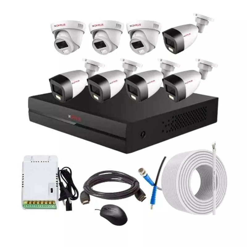CP PLUS CCTV Combo Kit 2.4 MP Full Colour HD Audio Indoor & Outdoor with 8 Channel DVR, 3 Dome 5 Bullet Camera, 8 Channel SMPS, 70 m Copper Cable & Connectors