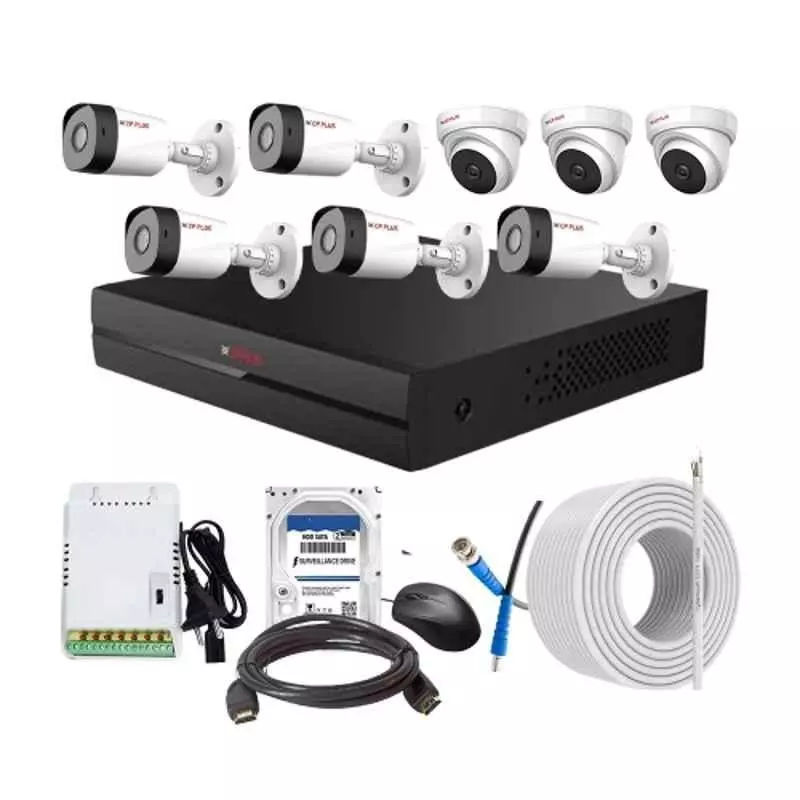CP PLUS CCTV Combo Kit 2.4 MP Full HD Audio Indoor & Outdoor with 8 Channel DVR 3 Dome, 5 Bullet Camera, 8 Channel SMPS, 70 m Cable 500 GB HDD & Connectors