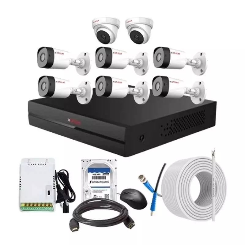 CP PLUS CCTV Combo Kit 2.4 MP Full HD Audio Indoor & Outdoor with 8 Channel DVR 6 Bullet, 2 Dome Camera, 8 Channel SMPS, 70 m Cable 2 TB HDD & Connectors