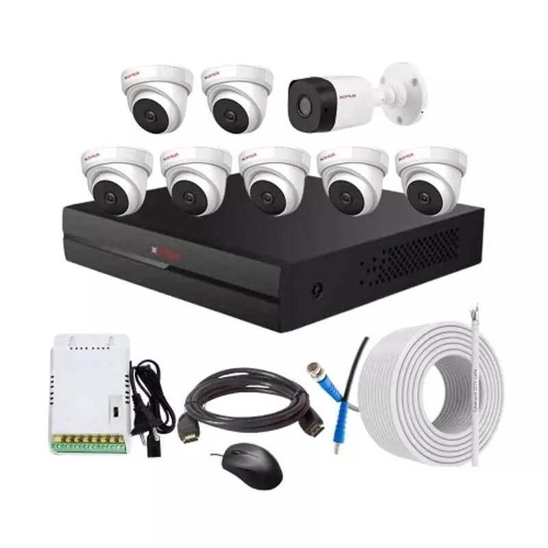 CP PLUS CCTV Combo Kit 2.4 MP Indoor & Outdoor with 8 Channel DVR, 1 Bullet 7 Dome Camera, 8 Channel SMPS, 70 m Copper Cable & Connectors