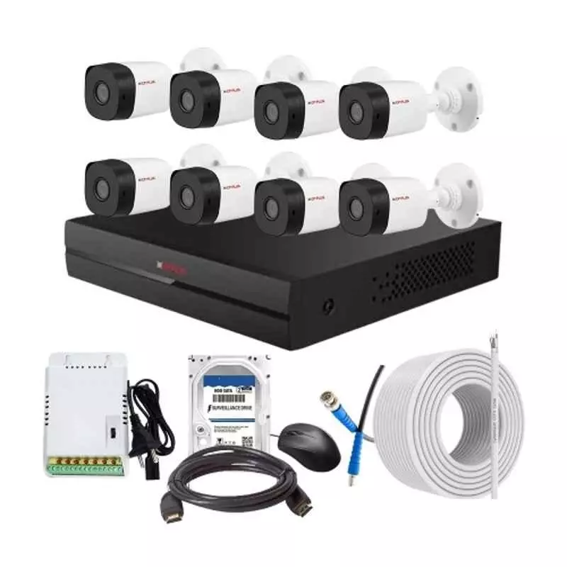 CP PLUS CCTV Combo Kit 2.4 MP Indoor & Outdoor with 8 Channel DVR, 8 Bullet Camera, 8 Channel SMPS, 70 m Copper Cable, 2TB HDD & Connectors