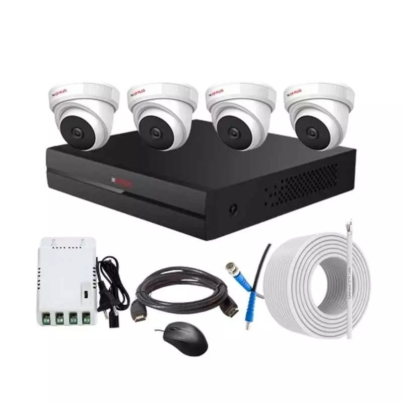 CP PLUS CCTV Combo Kit 2.4 MP Indoor & Outdoor with 4 Channel DVR, 4 Dome Camera, 4 Channel SMPS, 70 m Copper Cable & Connectors