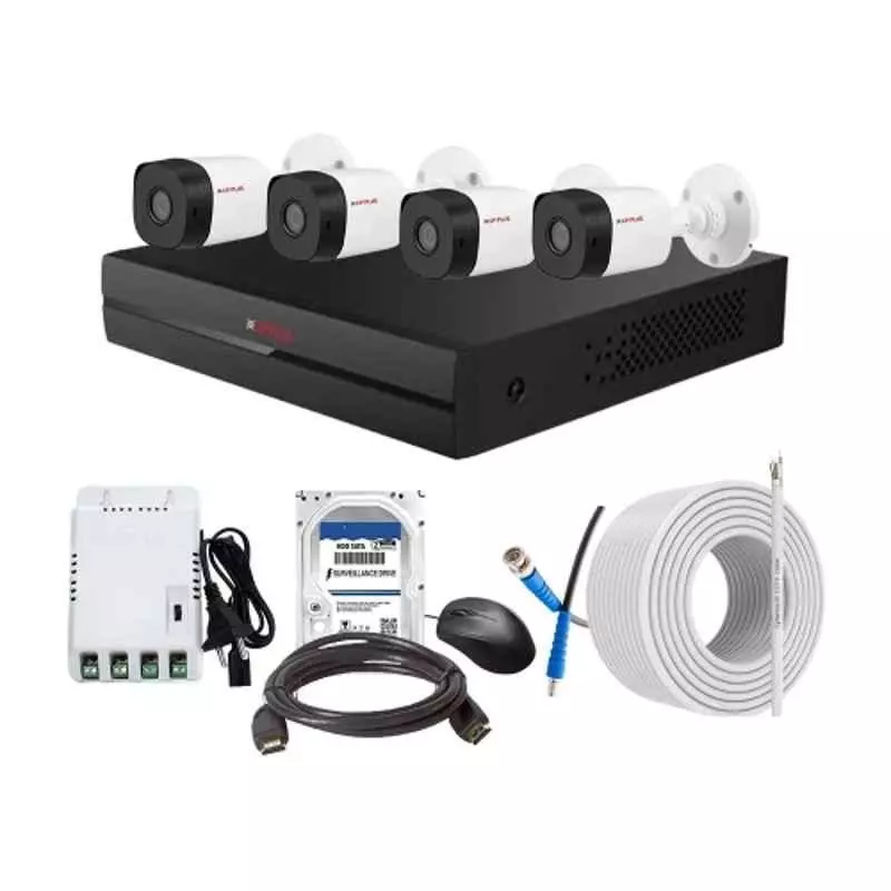 CP PLUS CCTV Combo Kit 2.4 MP Indoor & Outdoor with 4 Channel DVR, 4 Bullet Camera, 4 Channel SMPS, 70 m Copper Cable, 2TB HDD & Connectors