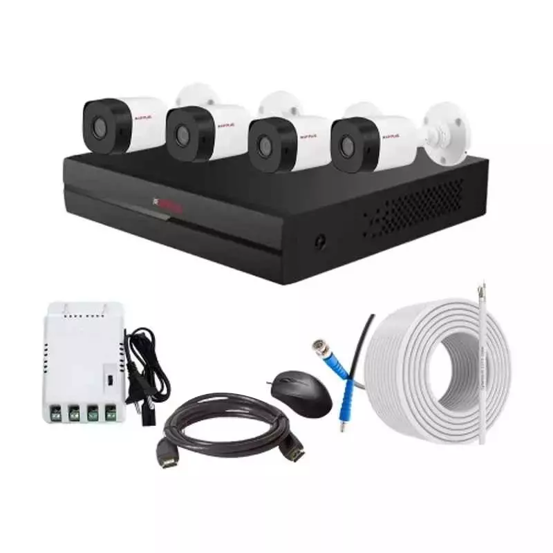 CP PLUS CCTV Combo Kit 2.4 MP Indoor & Outdoor with 4 Channel DVR, 4 Bullet Camera, 4 Channel SMPS, 70 m Copper Cable & Connectors Without HDD