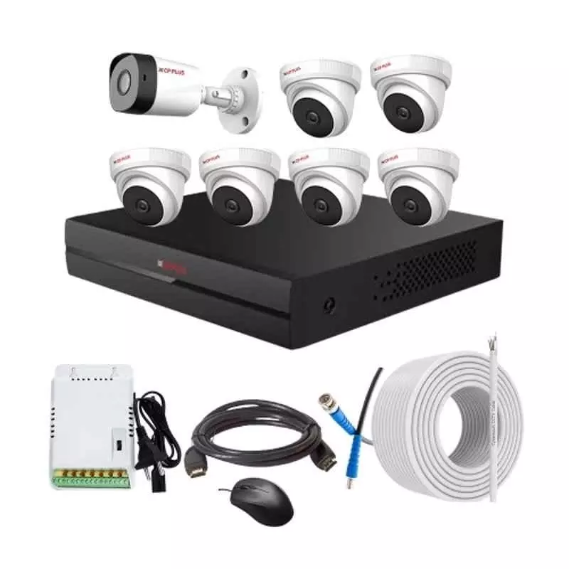 CP PLUS CCTV Combo Kit 2.4 MP Full HD Audio Indoor & Outdoor with 8 Channel DVR 1 Bullet, 6 Dome Camera, 8 Channel SMPS, 70 m Copper Cable & Connectors
