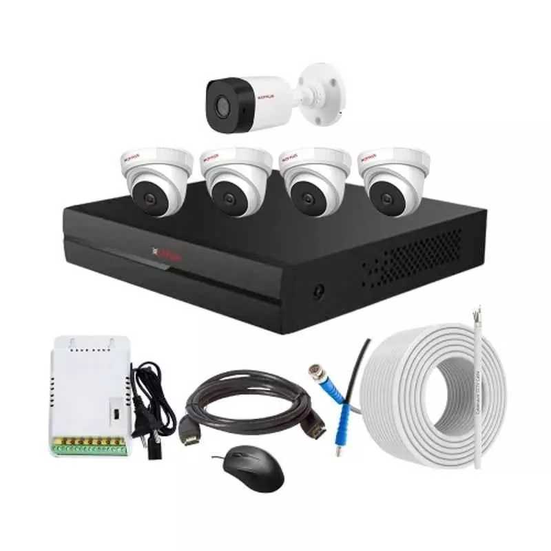 CP PLUS CCTV Combo Kit 2.4 MP Indoor & Outdoor with 8 Channel DVR, 1 Bullet 4 Dome Camera, 8 Channel SMPS, 70 m Copper Cable & Connectors