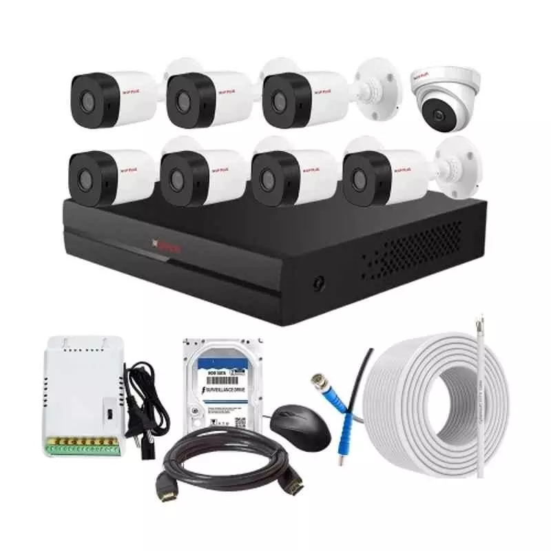 CP PLUS CCTV Combo Kit 2.4 MP Indoor & Outdoor with 8 Channel DVR, 7 Bullet 1 Dome Camera, 8 Channel SMPS, 70 m Cable, 2TB HDD & Connectors