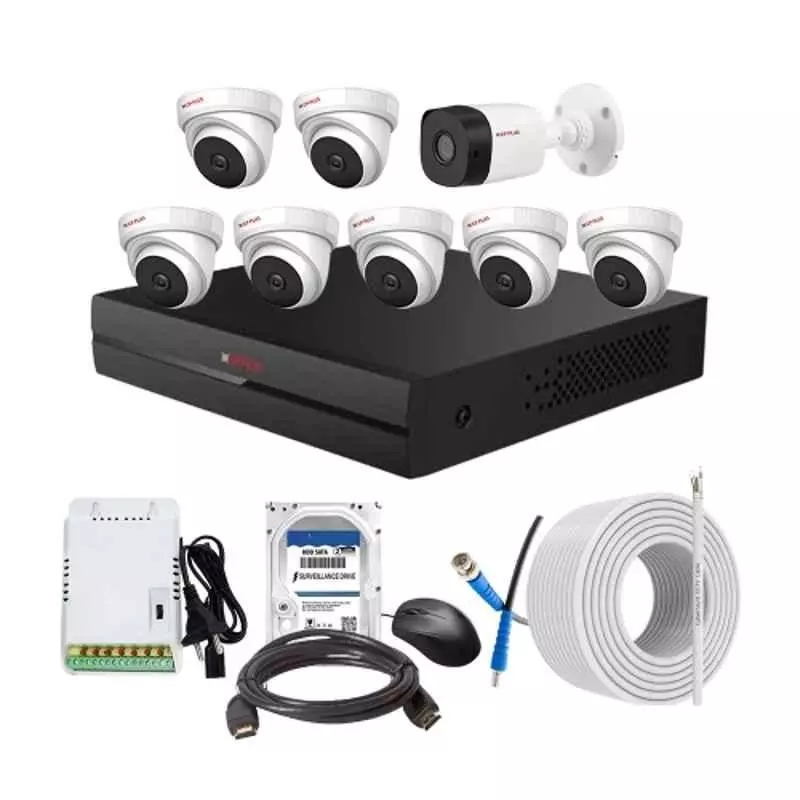 CP PLUS CCTV Combo Kit 2.4 MP Indoor & Outdoor with 8 Channel DVR, 1 Bullet 7 Dome Camera, 8 Channel SMPS, 70 m Cable, 2TB HDD & Connectors