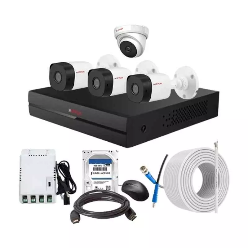 CP PLUS CCTV Combo Kit 2.4 MP Indoor & Outdoor with 4 Channel DVR, 3 Bullet 1 Dome Camera, 4 Channel SMPS, 70 m Cable, 2TB HDD & Connectors