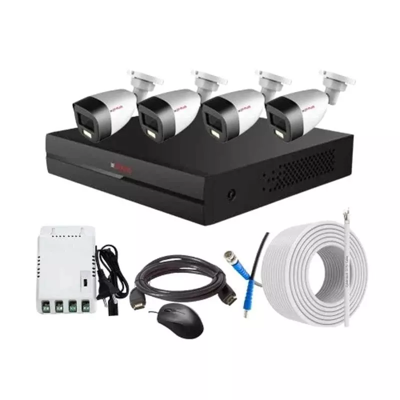 CP PLUS CCTV Combo Kit 2.4 MP Full Colour HD Audio Indoor & Outdoor with 4 Channel DVR, 4 Bullet Camera, 4 Channel SMPS, 70 m Copper Cable & Connectors