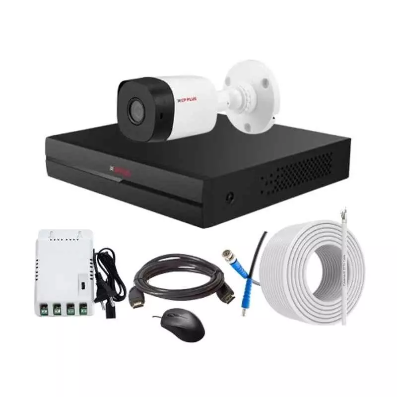 CP PLUS CCTV Combo Kit 2.4 MP Indoor & Outdoor with 4 Channel DVR, 1 Bullet Camera, 4 Channel SMPS, 70 m Copper Cable & Connectors