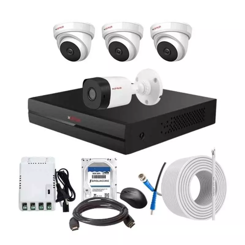 CP PLUS CCTV Combo Kit 2.4 MP Indoor & Outdoor with 4 Channel DVR, 1 Bullet 3 Dome Camera, 4 Channel SMPS, 70 m Cable, 2TB HDD & Connectors