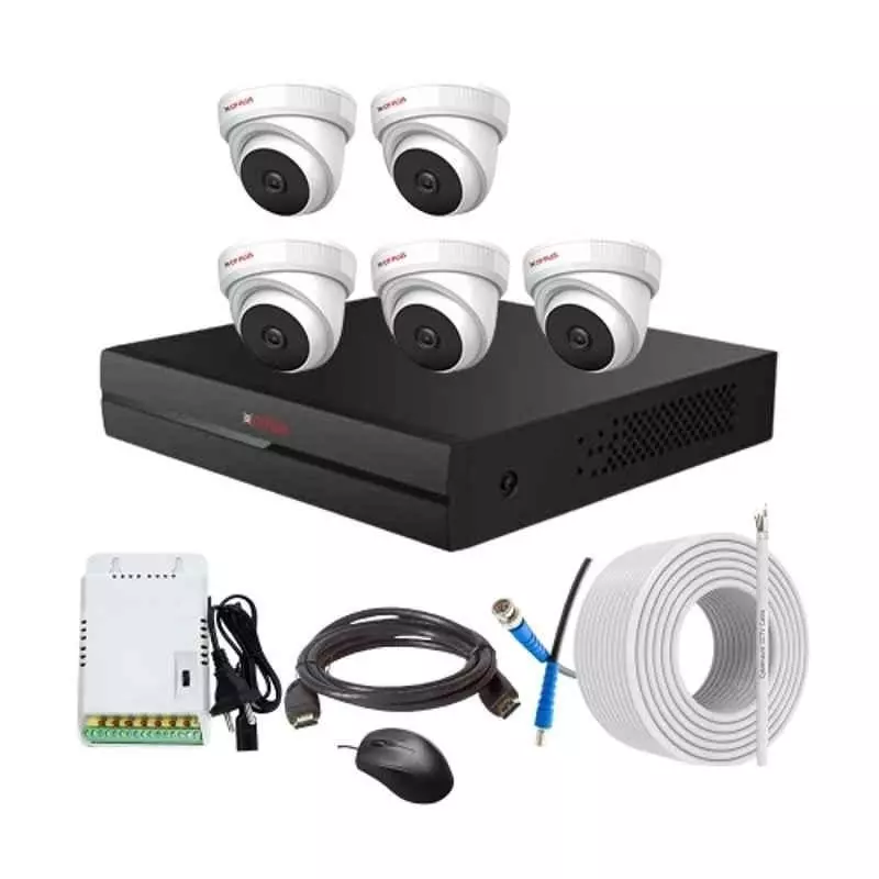 CP PLUS CCTV Combo Kit 2.4 MP Indoor & Outdoor with 8 Channel DVR, 5 Dome Camera, 8 Channel SMPS, 70 m Copper Cable & Connectors
