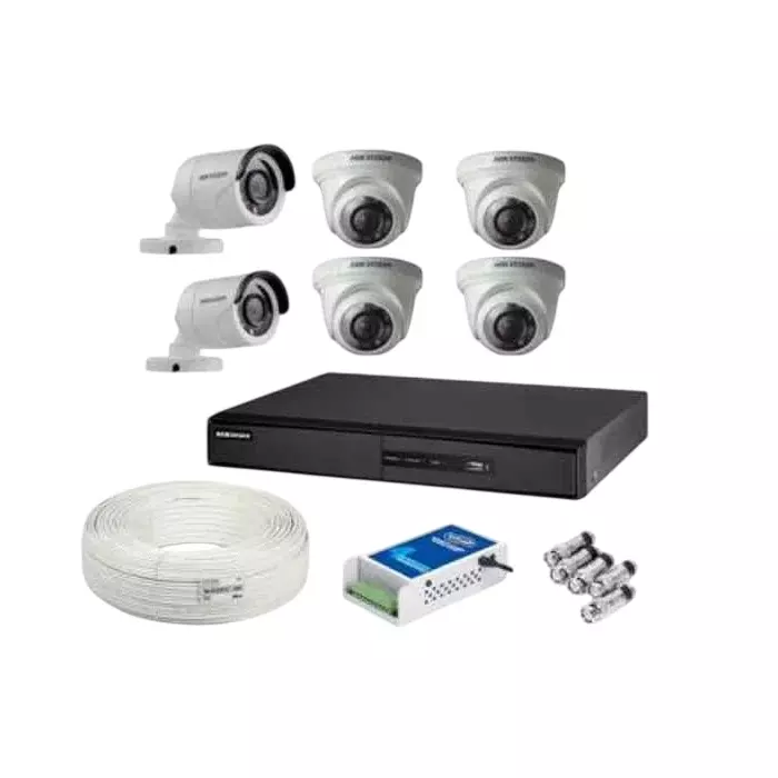 HikVision 5 MP Cameras with 8 Channel DVR Combo Kit Coaxial Cable 90 m Cable Length, HIK-CO-22