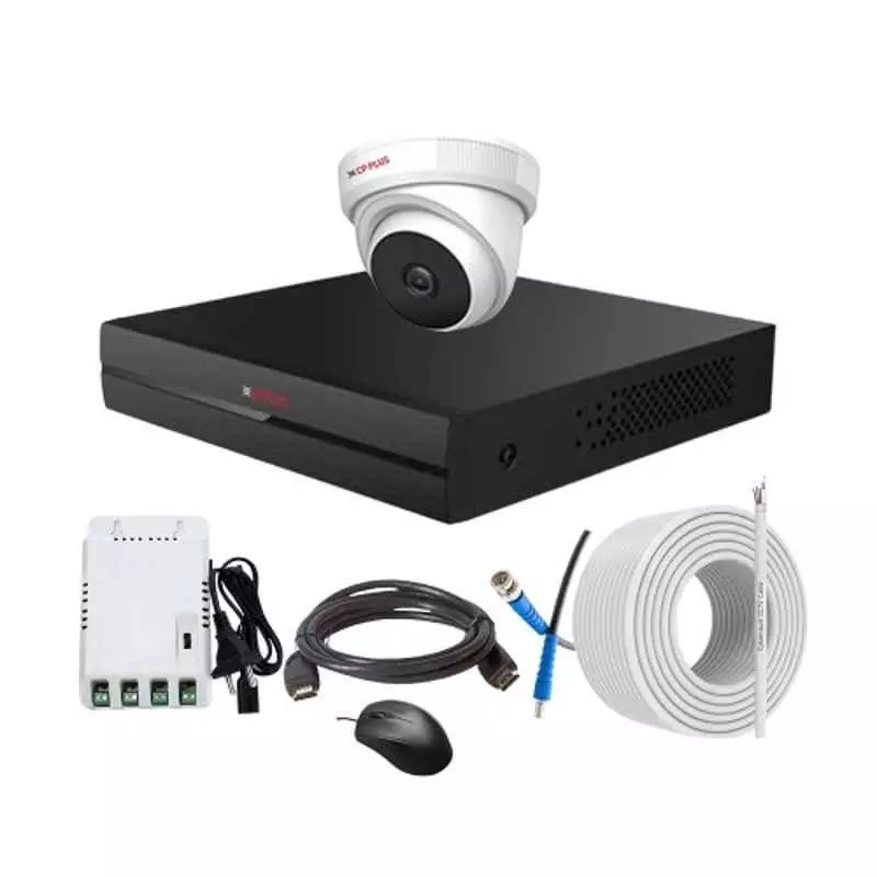 CP PLUS CCTV Combo Kit 2.4 MP Indoor & Outdoor with 4 Channel DVR, 1 Dome Camera, 4 Channel SMPS, 70 m Copper Cable & Connectors