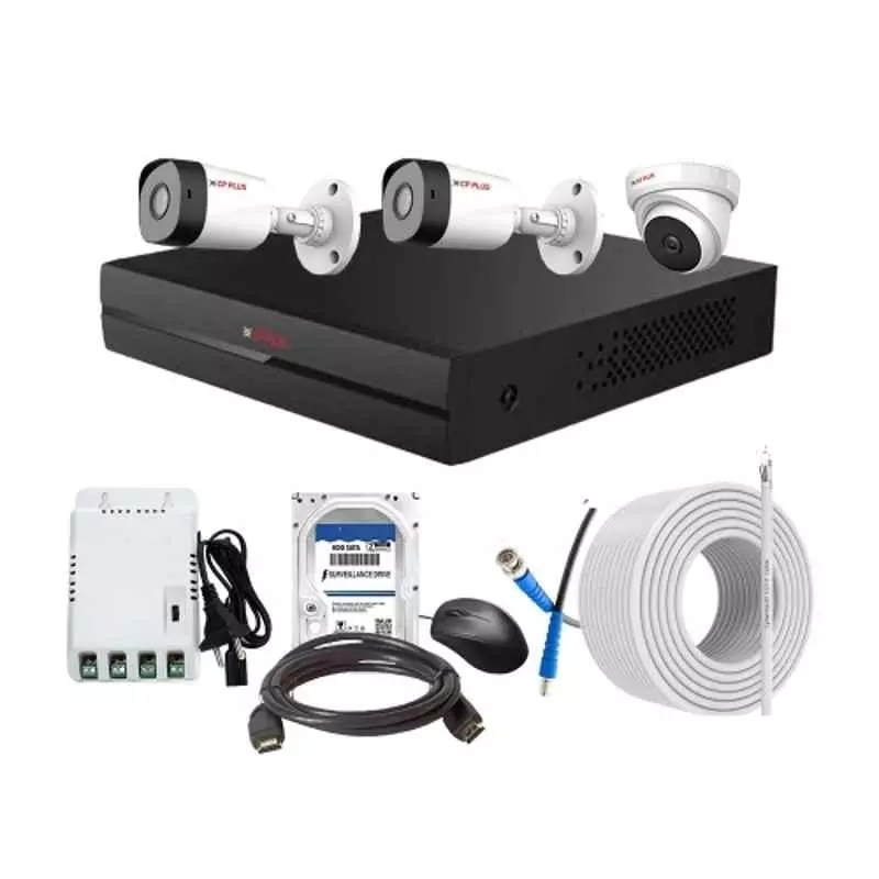 CP PLUS CCTV Combo Kit 2.4 MP Full HD Audio Indoor & Outdoor with 4 Channel DVR 2 Bullet, 1 Dome Camera, 4 Channel SMPS, 70 m Cable 1 TB HDD & Connectors