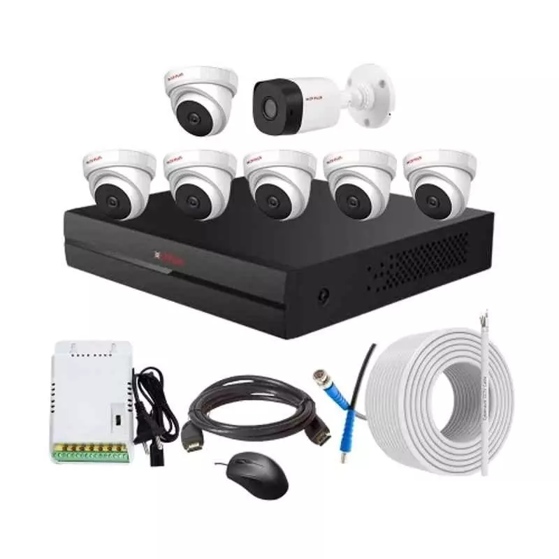 CP PLUS CCTV Combo Kit 2.4 MP Indoor & Outdoor with 8 Channel DVR, 1 Bullet 6 Dome Camera, 8 Channel SMPS, 70 m Copper Cable & Connectors