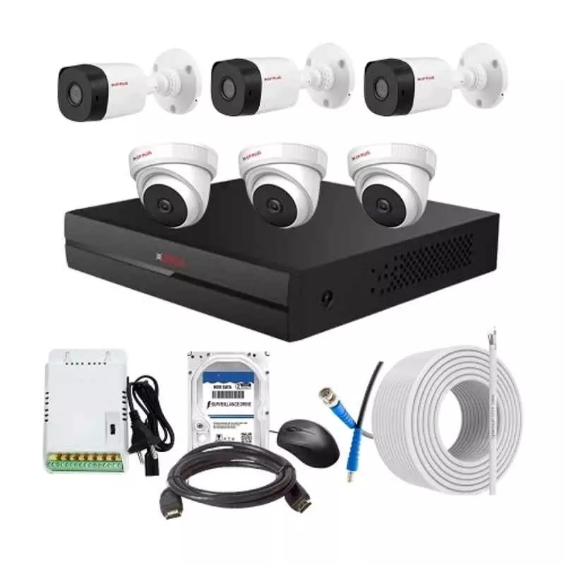 CP PLUS CCTV Combo Kit 2.4 MP Indoor & Outdoor with 8 Channel DVR, 3 Dome 3 Bullet Camera, 8 Channel SMPS, 70 m Cable, 2TB HDD & Connectors