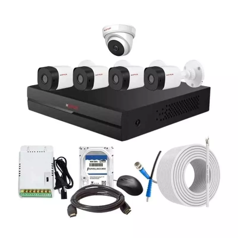 CP PLUS CCTV Combo Kit 2.4 MP Indoor & Outdoor with 8 Channel DVR, 4 Bullet 1 Dome Camera, 8 Channel SMPS, 70 m Cable, 2TB HDD & Connectors