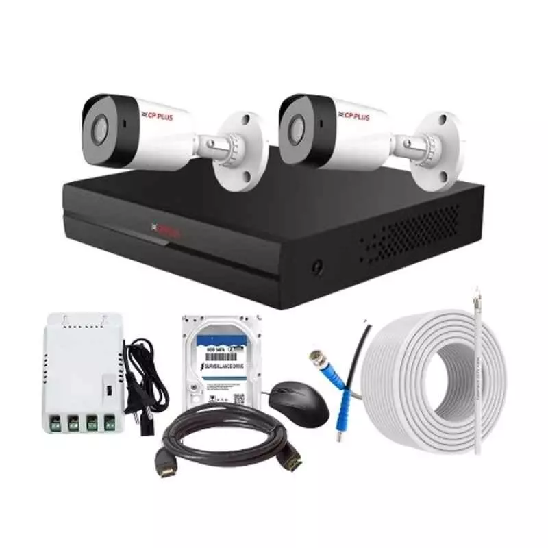 CP PLUS CCTV Combo Kit 2.4 MP Full HD Audio Indoor & Outdoor with 4 Channel DVR 2 Bullet Camera, 4 Channel SMPS, 70 m Copper Cable 1 TB HDD & Connectors