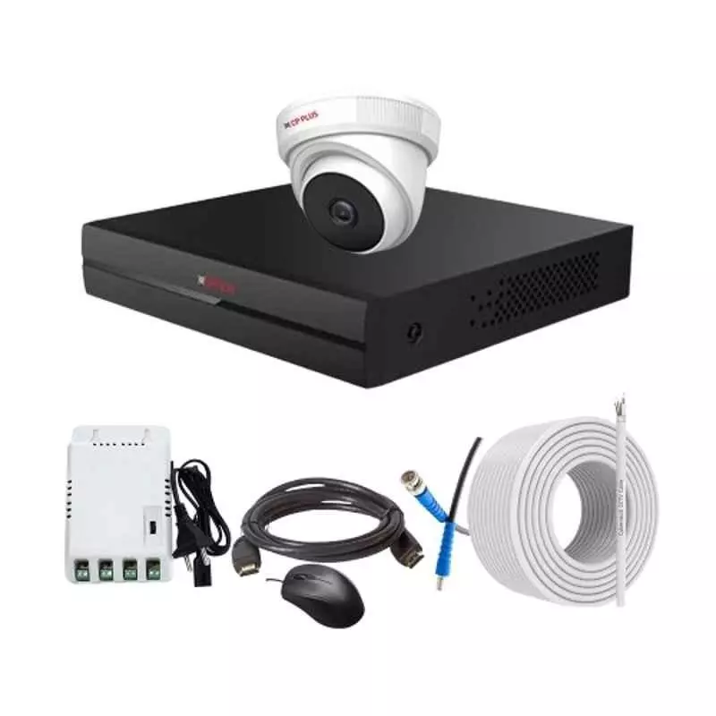 CP PLUS CCTV Combo Kit 2.4 MP Full HD Audio Indoor & Outdoor with 4 Channel DVR 1 Dome Camera, 4 Channel SMPS, 70 m Copper Cable & Connectors