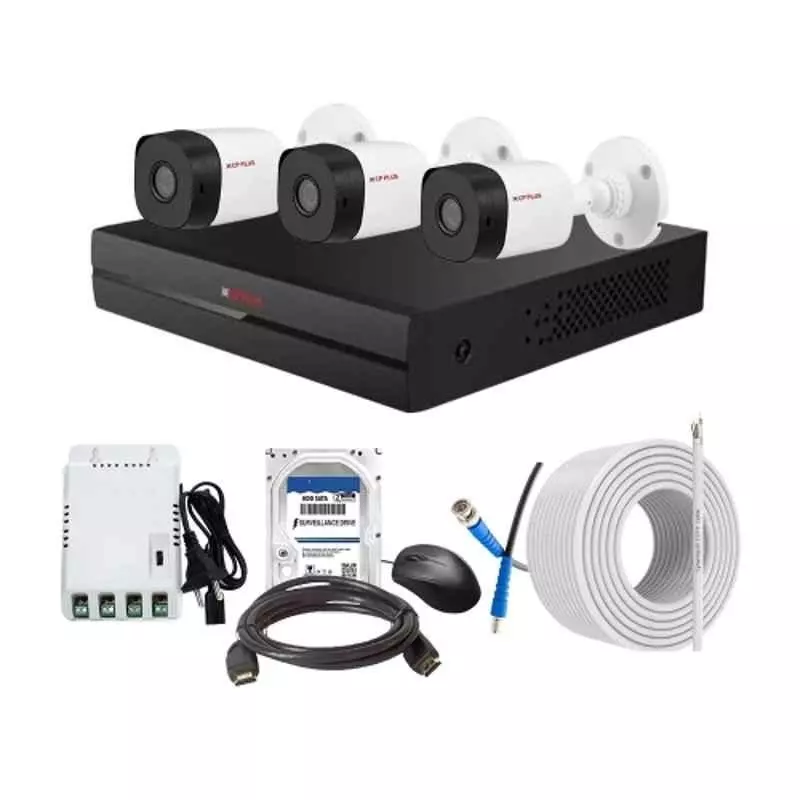 CP PLUS CCTV Combo Kit 2.4 MP Indoor & Outdoor with 4 Channel DVR, 3 Bullet Camera, 4 Channel SMPS, 70 m Copper Cable, 2TB HDD & Connectors