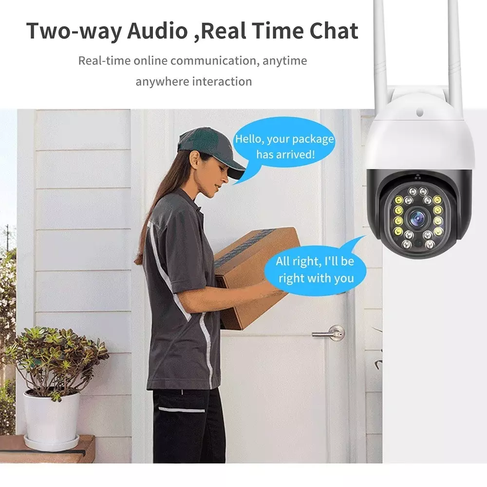 Mayumi PTZ Wireless CCTV Security Camera with 2 Way Antenna Corded Electric Android White 1080P for Outdoor Use