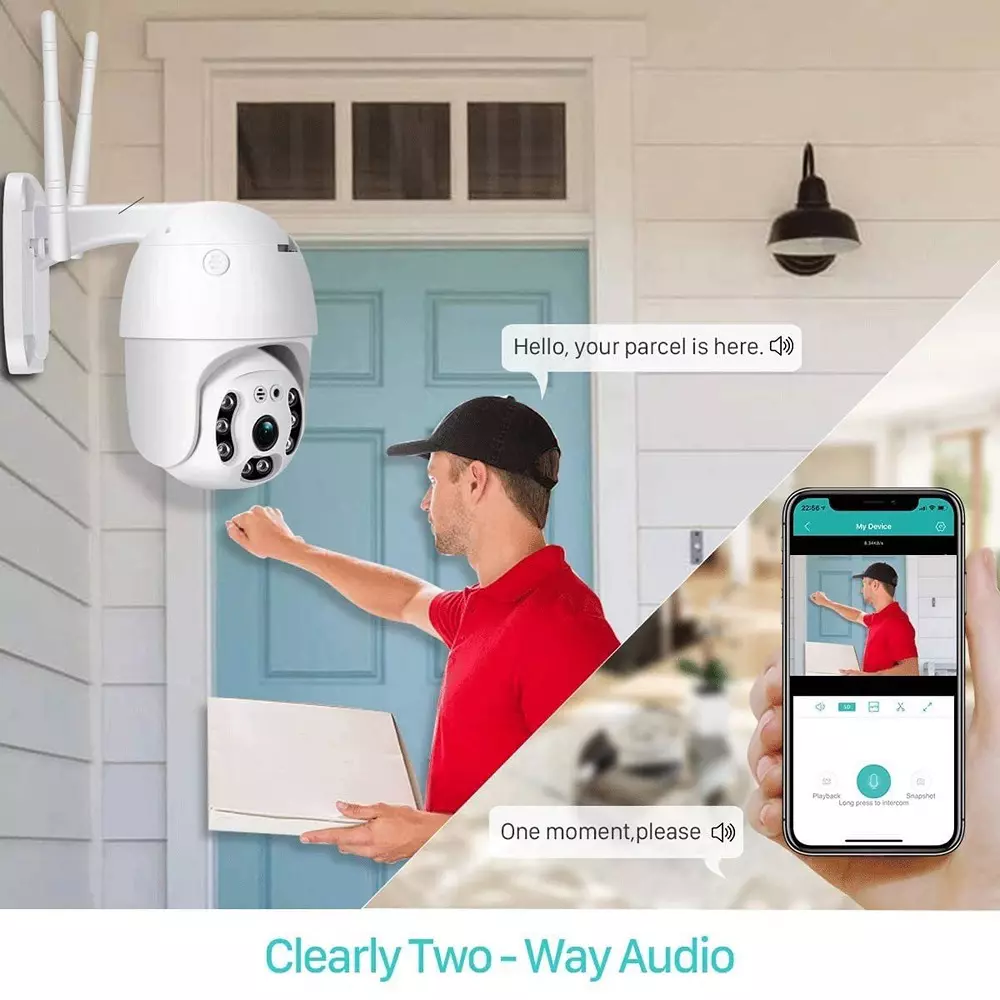 Mayumi PTZ Wireless IP CCTV Security Camera Corded Electric 2 MP Android White 1080P for Outdoor Use
